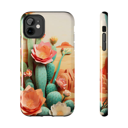 The Urban Flair Cactus Origami iPhone Case, 3D Desert, Boho Chic for iPhone 11, 12, 13, 14, Pro/Max, Perfect Gift For Cactus Lovers, Cute - BOGO Cases