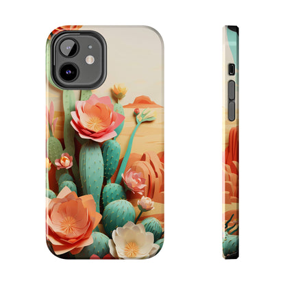 The Urban Flair Cactus Origami iPhone Case, 3D Desert, Boho Chic for iPhone 11, 12, 13, 14, Pro/Max, Perfect Gift For Cactus Lovers, Cute - BOGO Cases