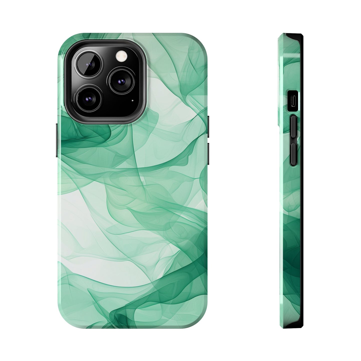 Translucent Flowing Green Fabric iPhone Case – Elegant Fluid Design - BOGO Cases