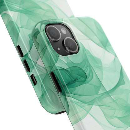 Translucent Flowing Green Fabric iPhone Case – Elegant Fluid Design - BOGO Cases