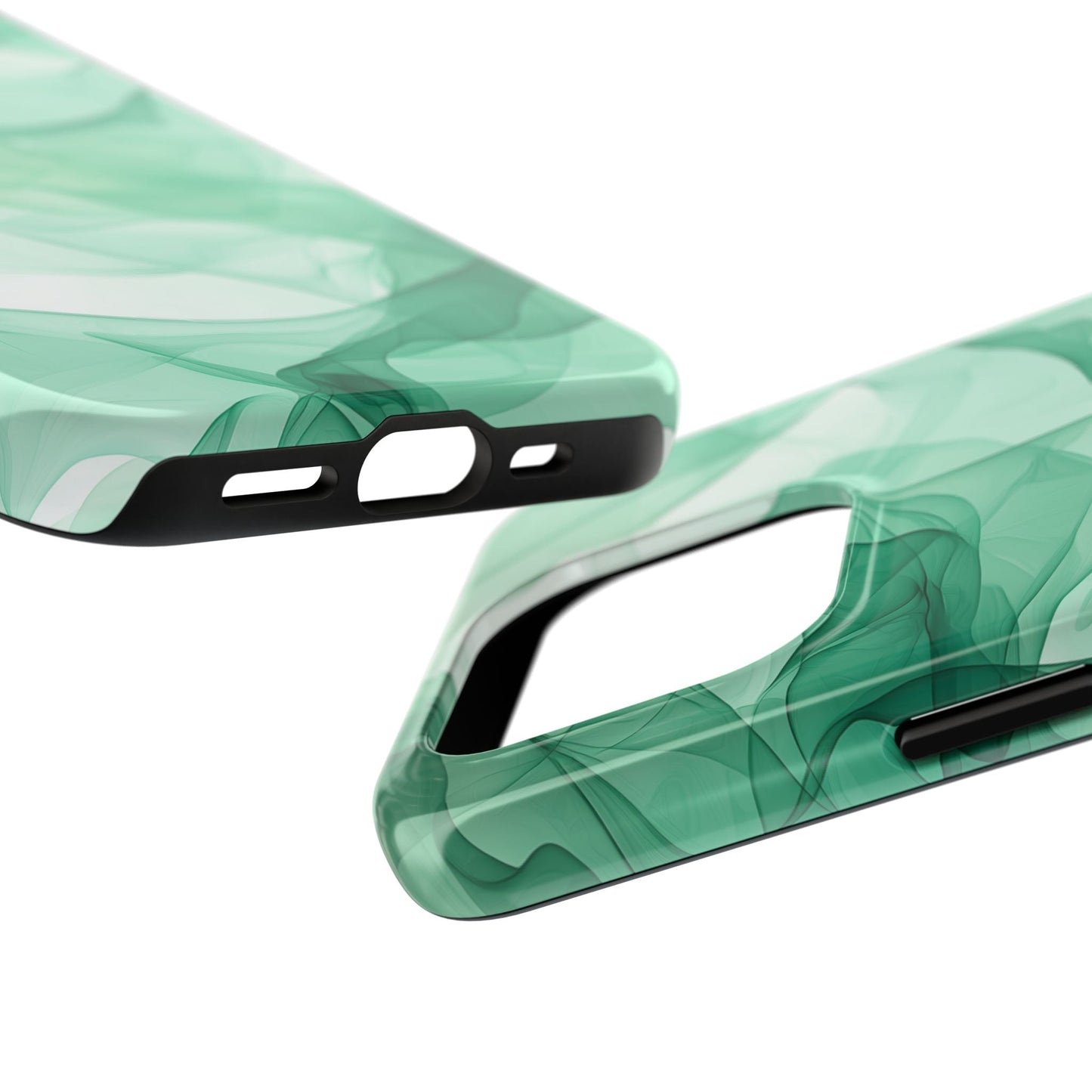 Translucent Flowing Green Fabric iPhone Case – Elegant Fluid Design - BOGO Cases