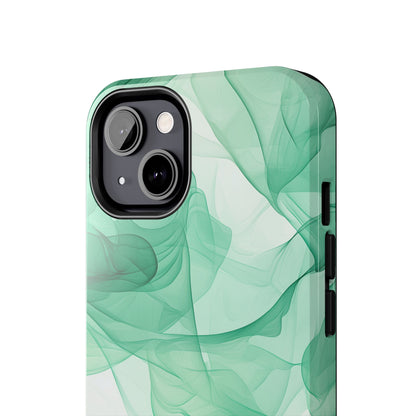 Translucent Flowing Green Fabric iPhone Case – Elegant Fluid Design - BOGO Cases