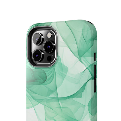 Translucent Flowing Green Fabric iPhone Case – Elegant Fluid Design - BOGO Cases