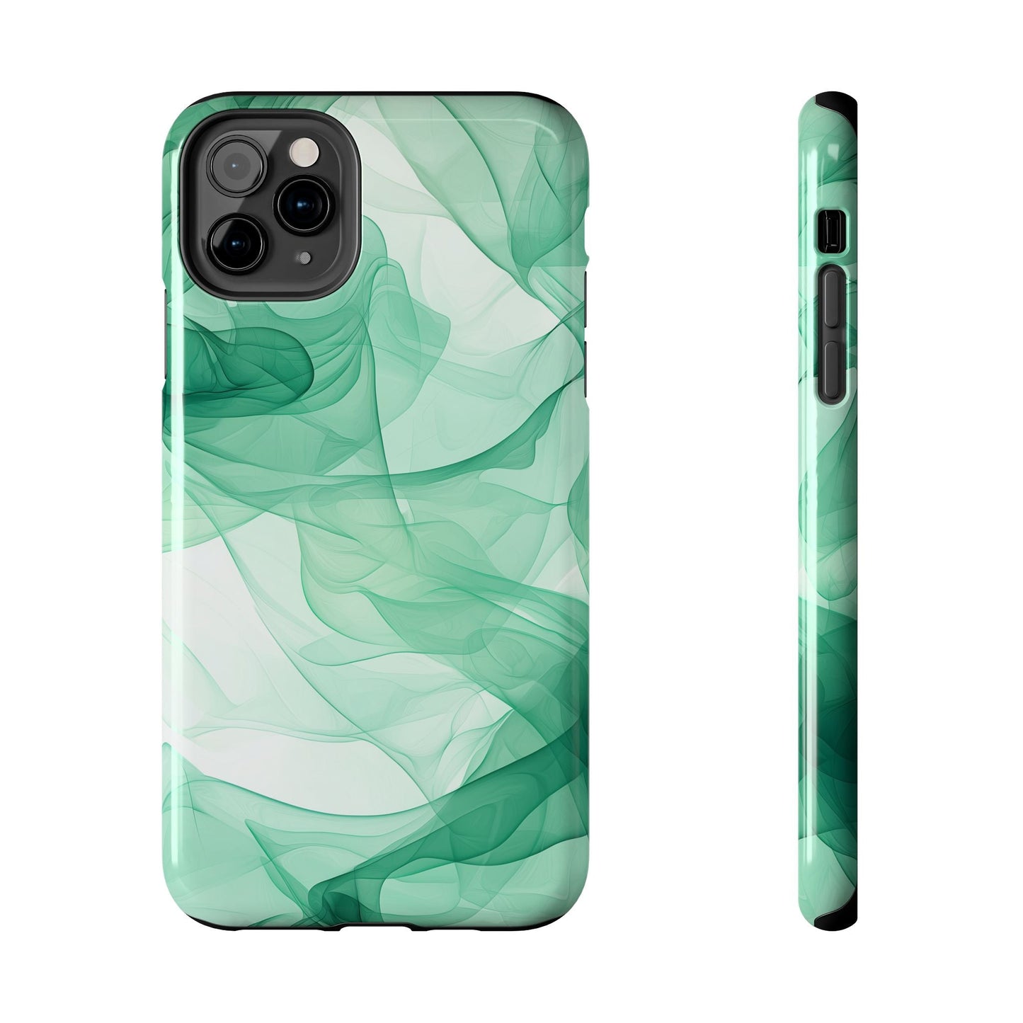 Translucent Flowing Green Fabric iPhone Case – Elegant Fluid Design - BOGO Cases