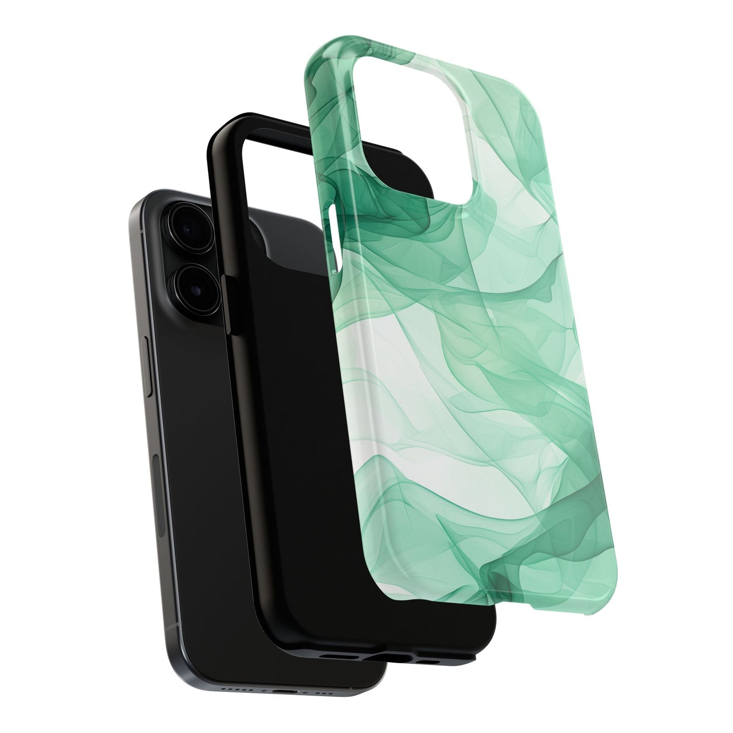 Translucent Flowing Green Fabric iPhone Case – Elegant Fluid Design - BOGO Cases