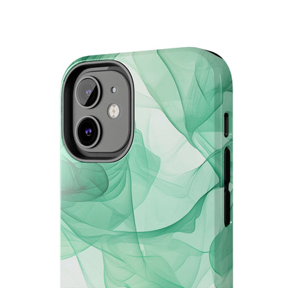 Translucent Flowing Green Fabric iPhone Case – Elegant Fluid Design - BOGO Cases