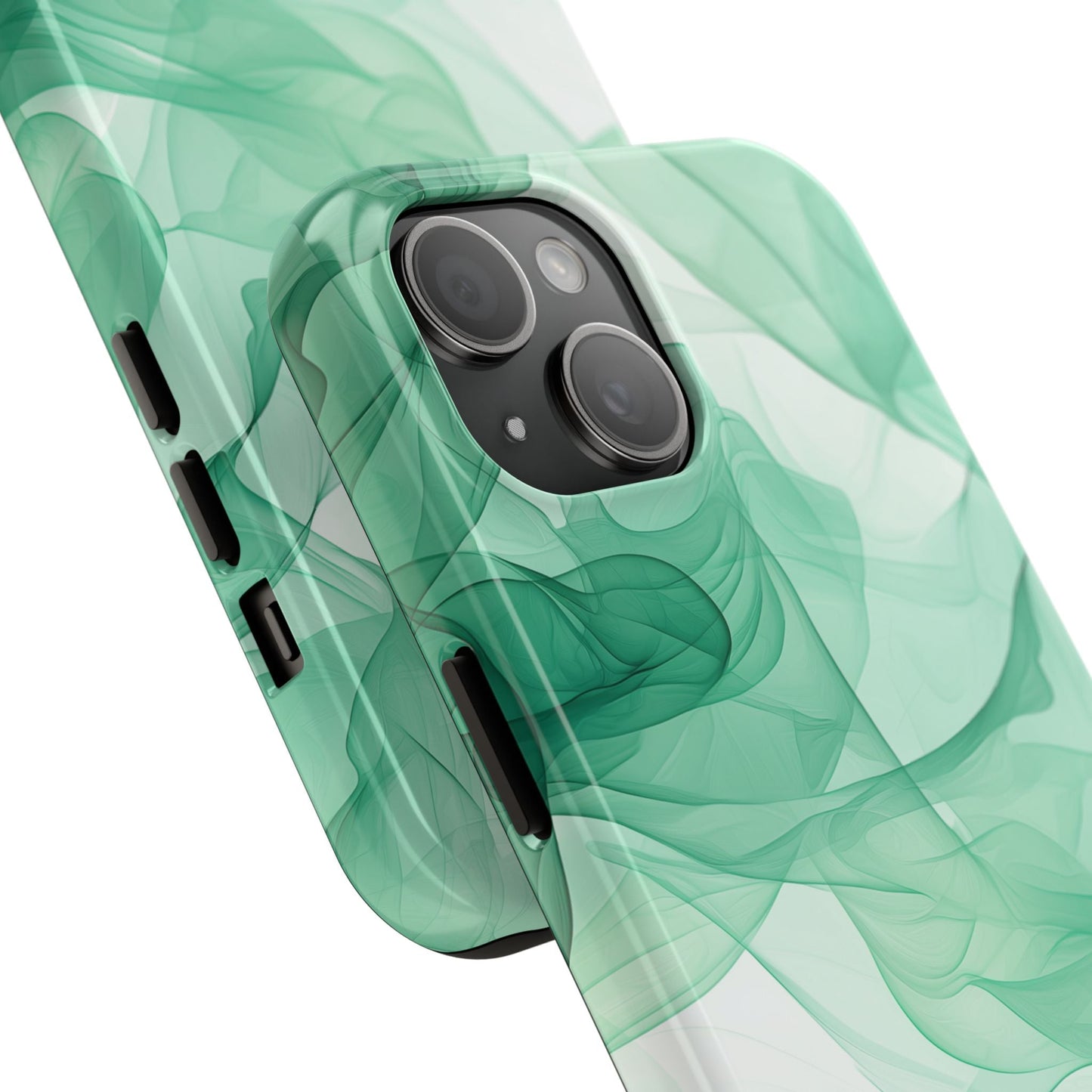 Translucent Flowing Green Fabric iPhone Case – Elegant Fluid Design - BOGO Cases