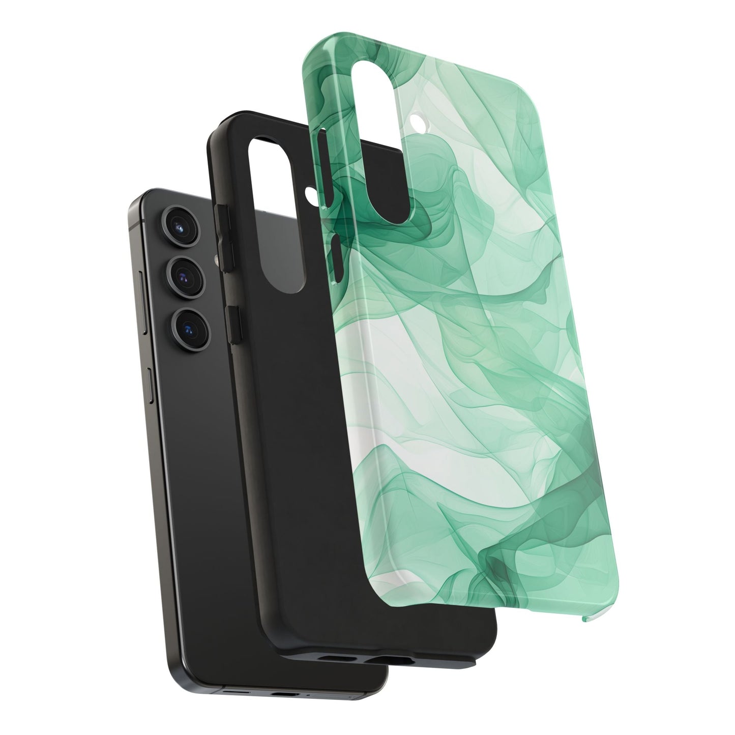 Translucent Flowing Green Fabric Samsung Galaxy Case – Elegant Fluid Design - BOGO Cases