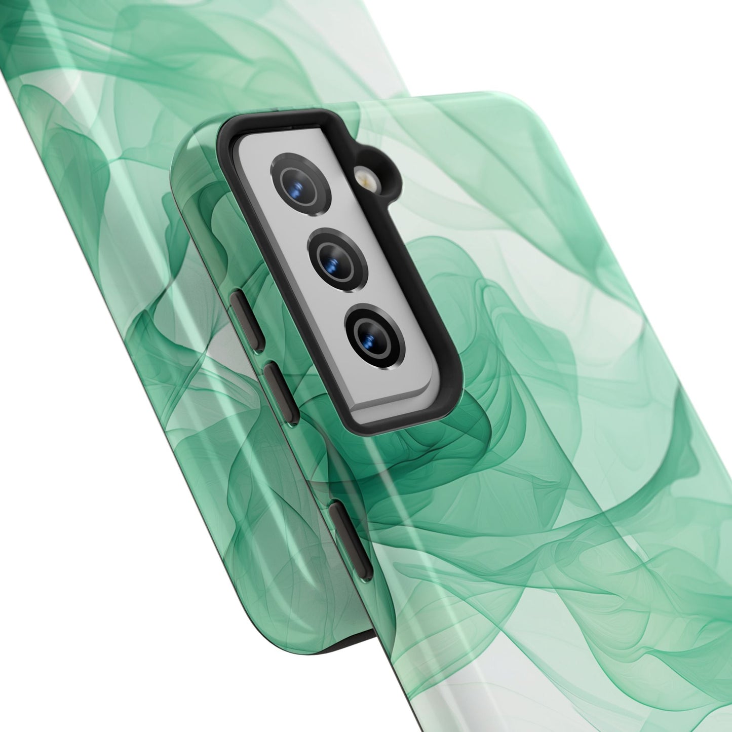 Translucent Flowing Green Fabric Samsung Galaxy Case – Elegant Fluid Design - BOGO Cases