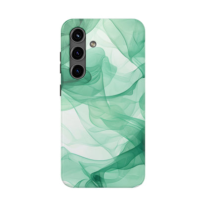 Translucent Flowing Green Fabric Samsung Galaxy Case – Elegant Fluid Design - BOGO Cases