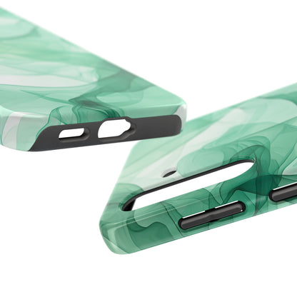 Translucent Flowing Green Fabric Samsung Galaxy Case – Elegant Fluid Design - BOGO Cases