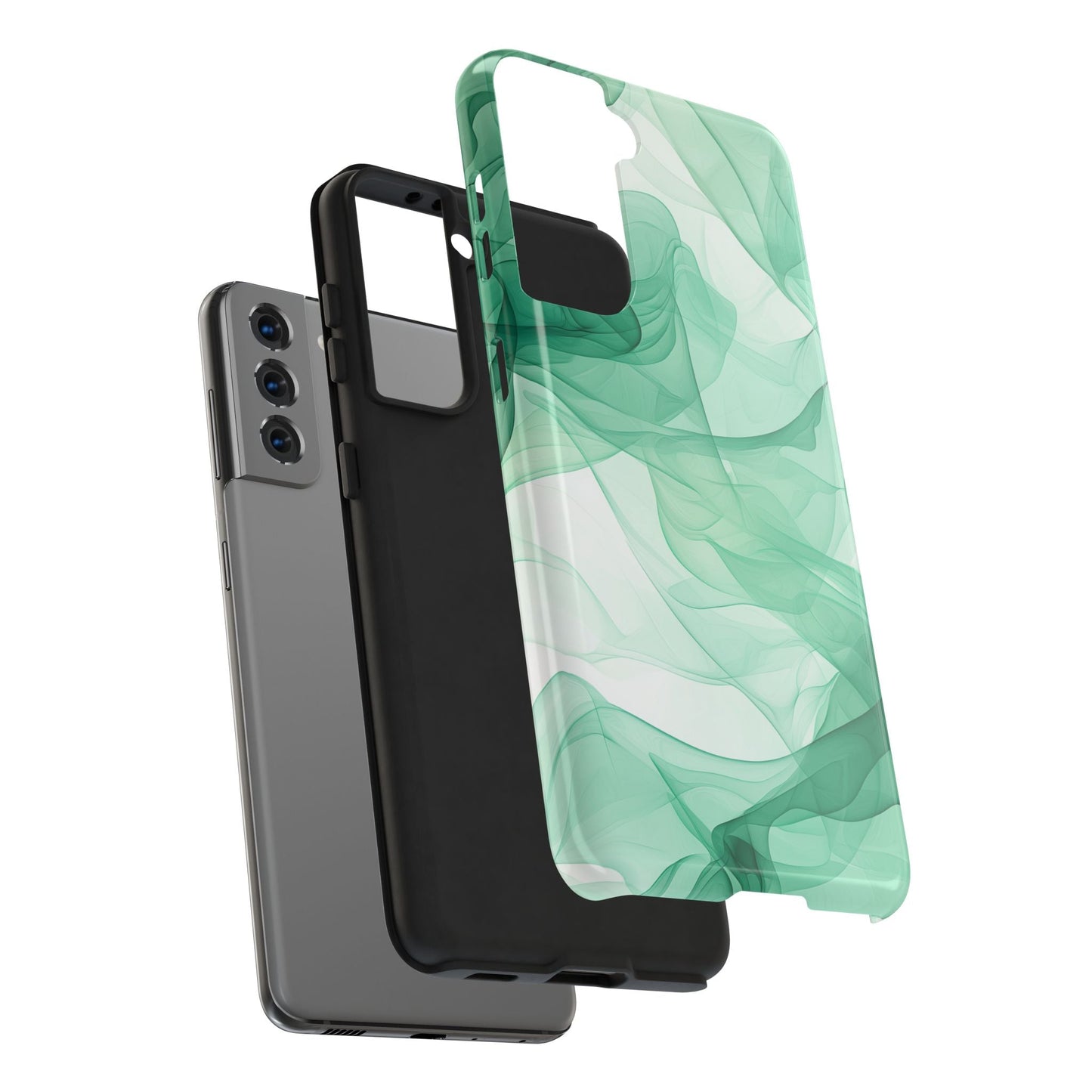 Translucent Flowing Green Fabric Samsung Galaxy Case – Elegant Fluid Design - BOGO Cases