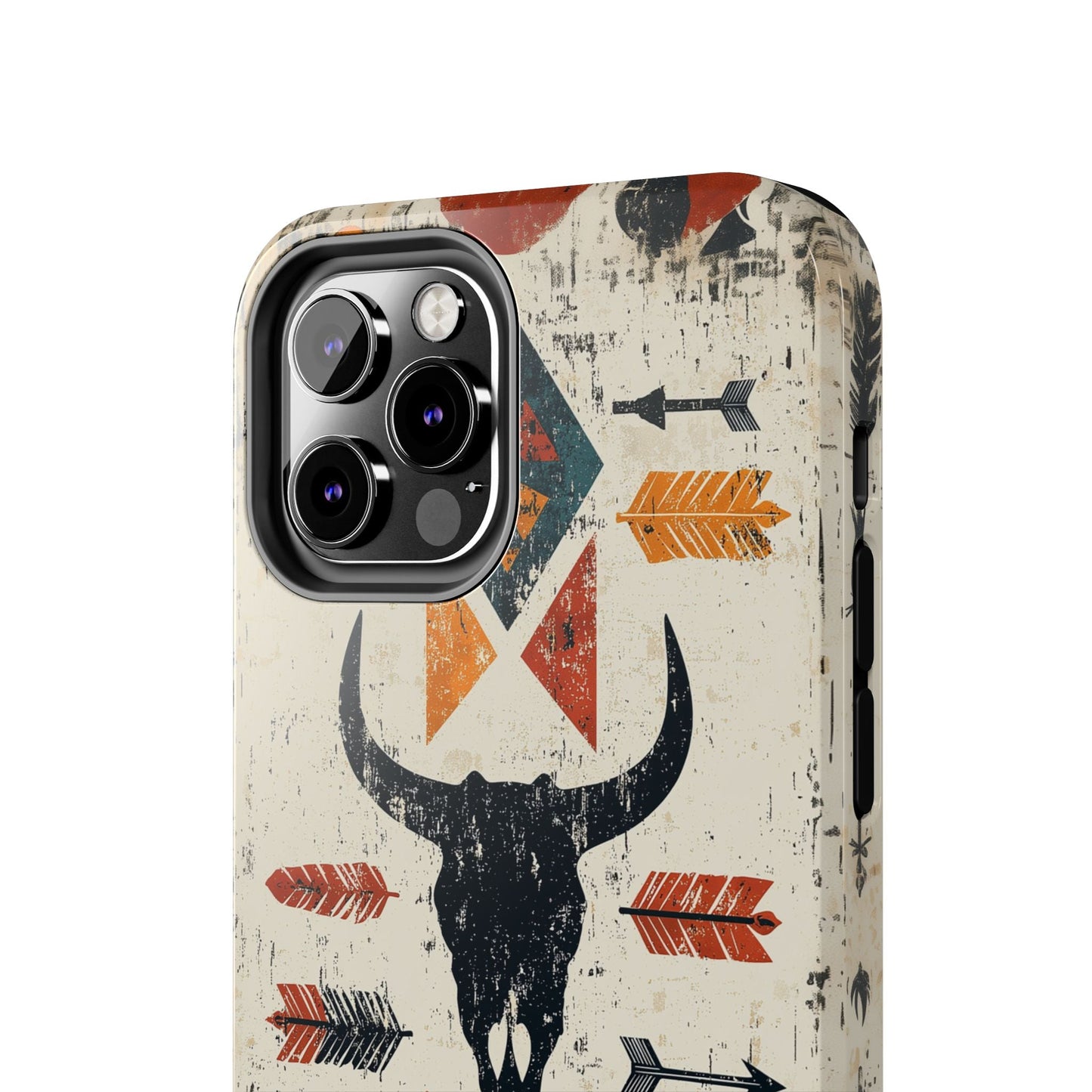 Tribal Bull Skull & Arrows Tough iPhone Case – Rustic Western Design, Dual - Layer Protection - BOGO Cases