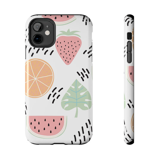 Tropical Fruit Fiesta Tough iPhone Case – Fun Watermelon, Pineapple, and Citrus Design - BOGO Cases