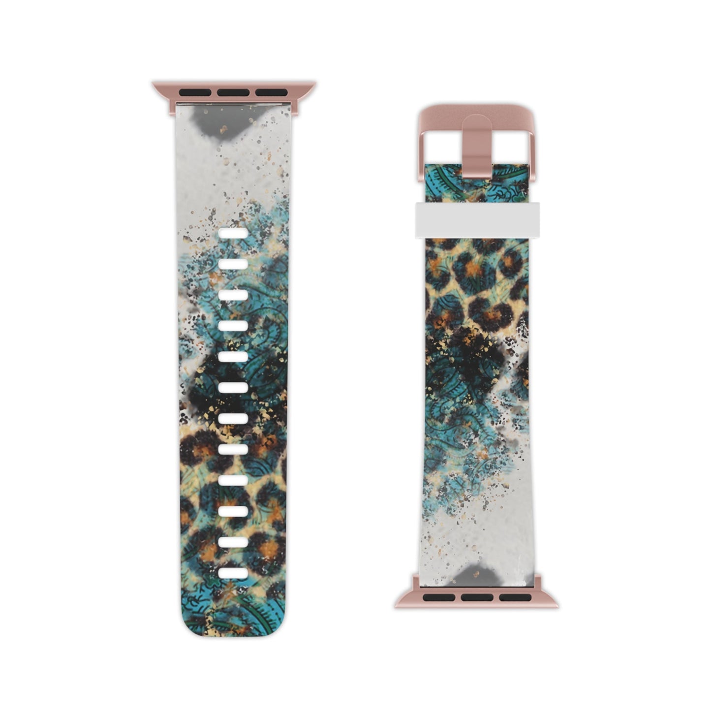 Turquoise Paisley Cowhide Leopard Apple Watch Band - BOGO Cases