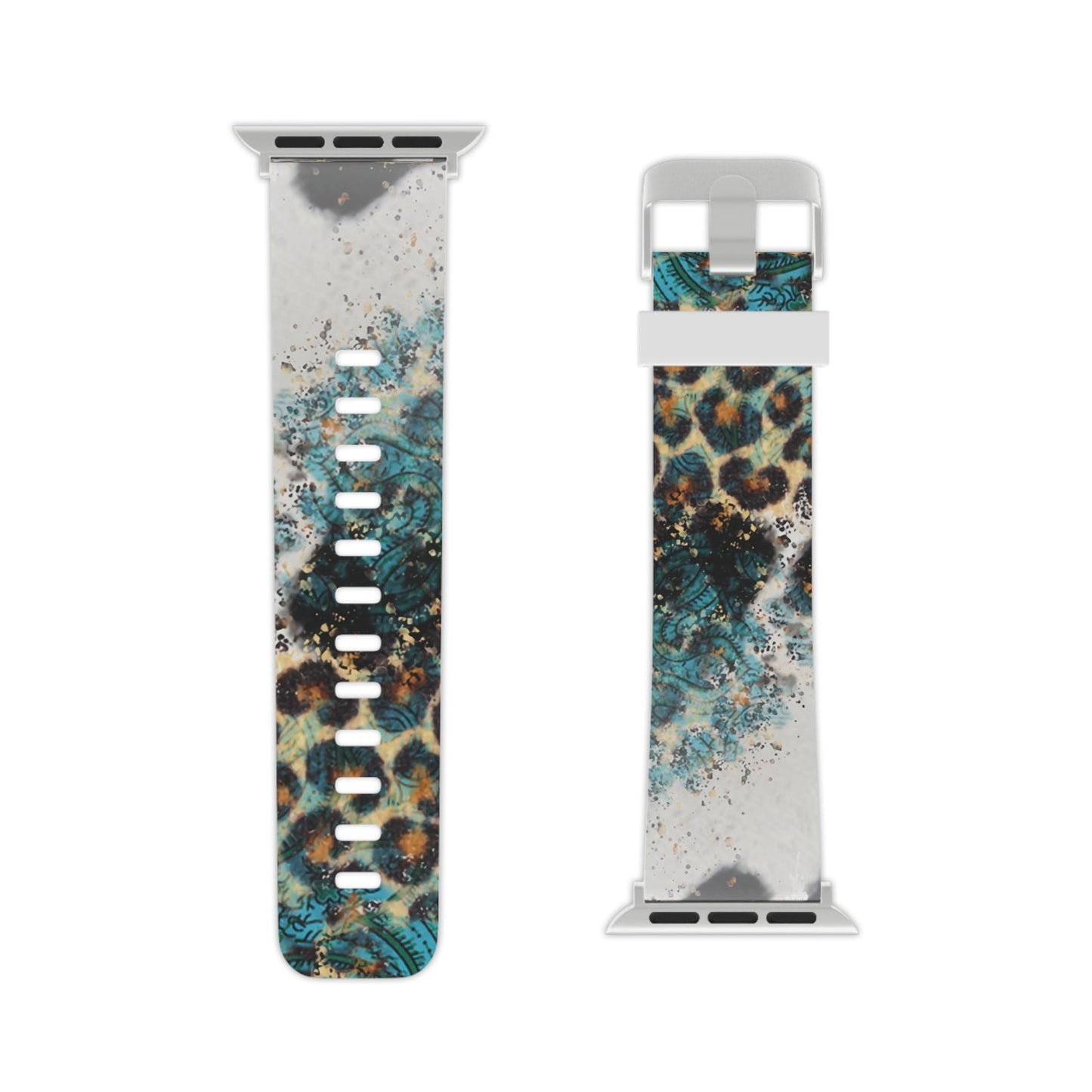 Turquoise Paisley Cowhide Leopard Apple Watch Band - BOGO Cases