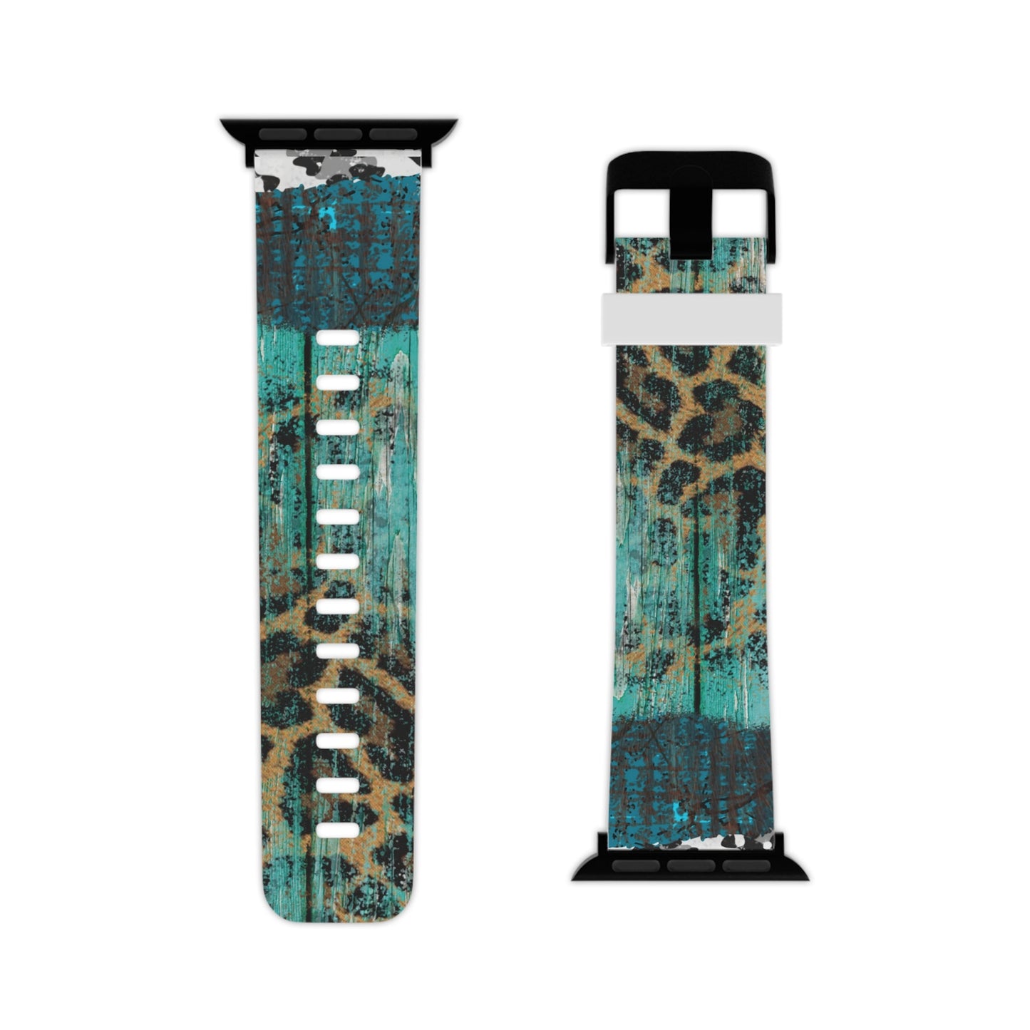 Turquoise Rustic Leopard Wood Apple Watch Band - BOGO Cases
