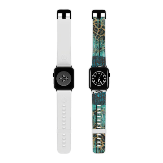 Turquoise Rustic Leopard Wood Apple Watch Band - BOGO Cases