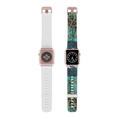 Turquoise Rustic Leopard Wood Apple Watch Band - BOGO Cases