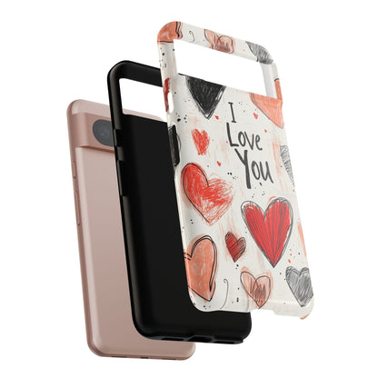 Valentines "I Love You" Hearts - For Galaxy & Google Phones - BOGO Cases