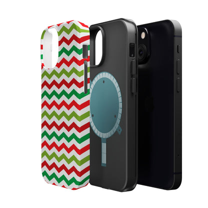 Vibrant Fiesta Chevron – Yellow Green, Green & Red Geometric MagSafe Case - BOGO Cases