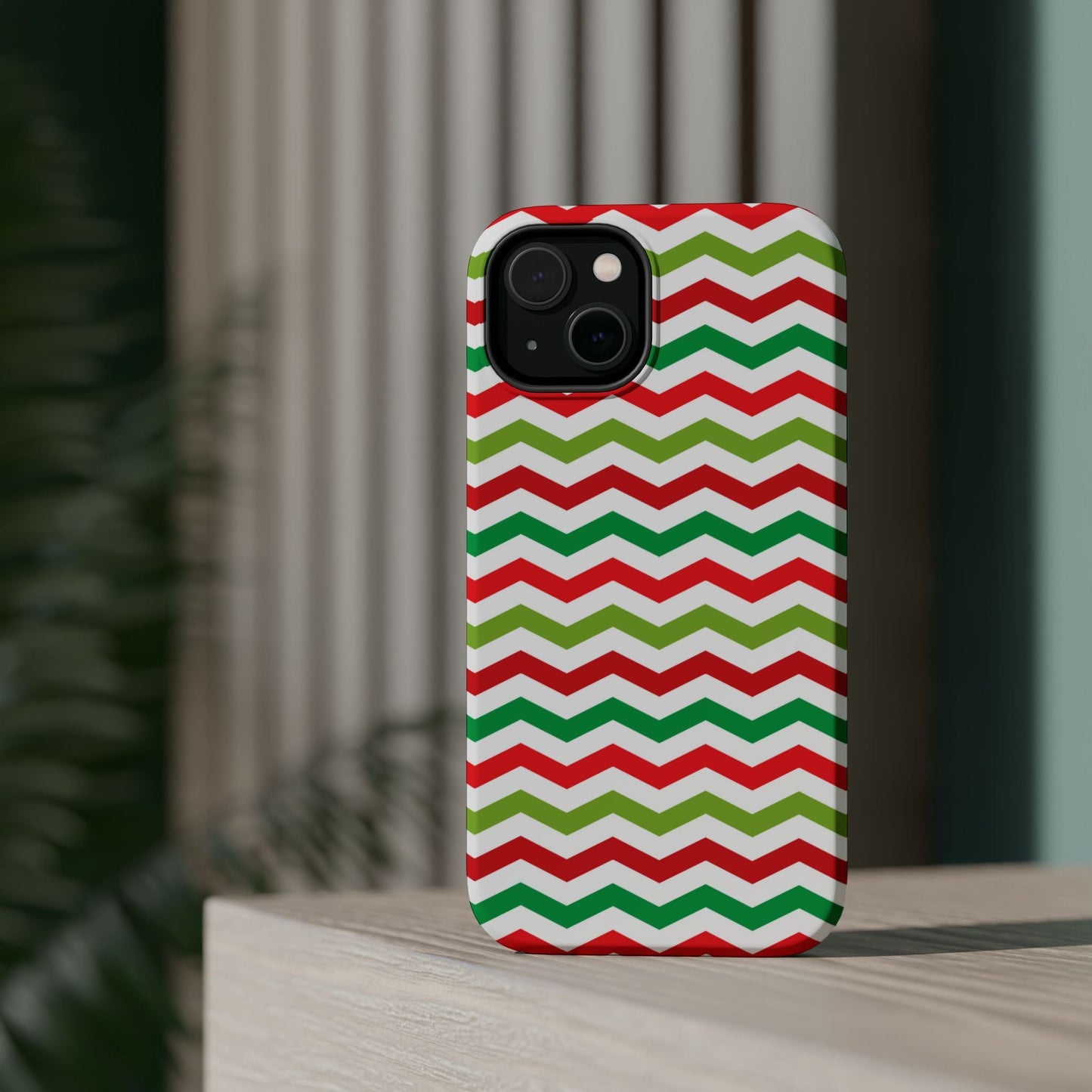 Vibrant Fiesta Chevron – Yellow Green, Green & Red Geometric MagSafe Case - BOGO Cases