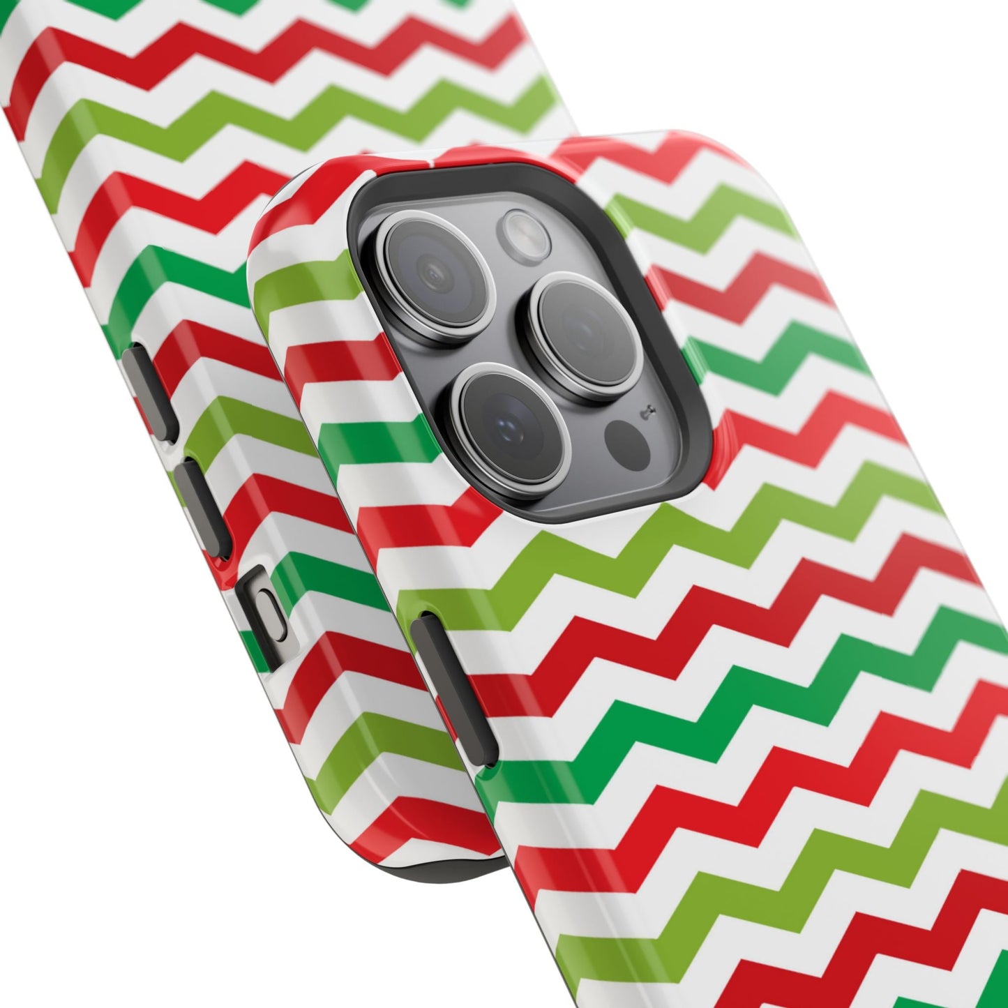 Vibrant Fiesta Chevron – Yellow Green, Green & Red Geometric MagSafe Case - BOGO Cases
