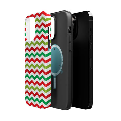 Vibrant Fiesta Chevron – Yellow Green, Green & Red Geometric MagSafe Case - BOGO Cases