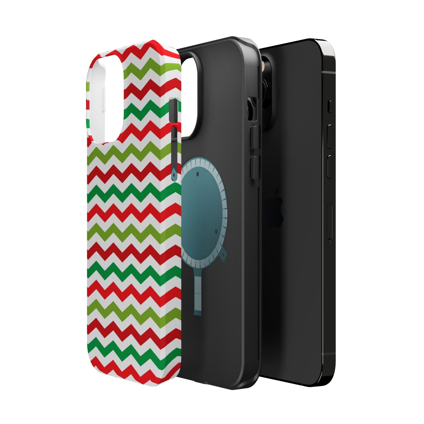Vibrant Fiesta Chevron – Yellow Green, Green & Red Geometric MagSafe Case - BOGO Cases