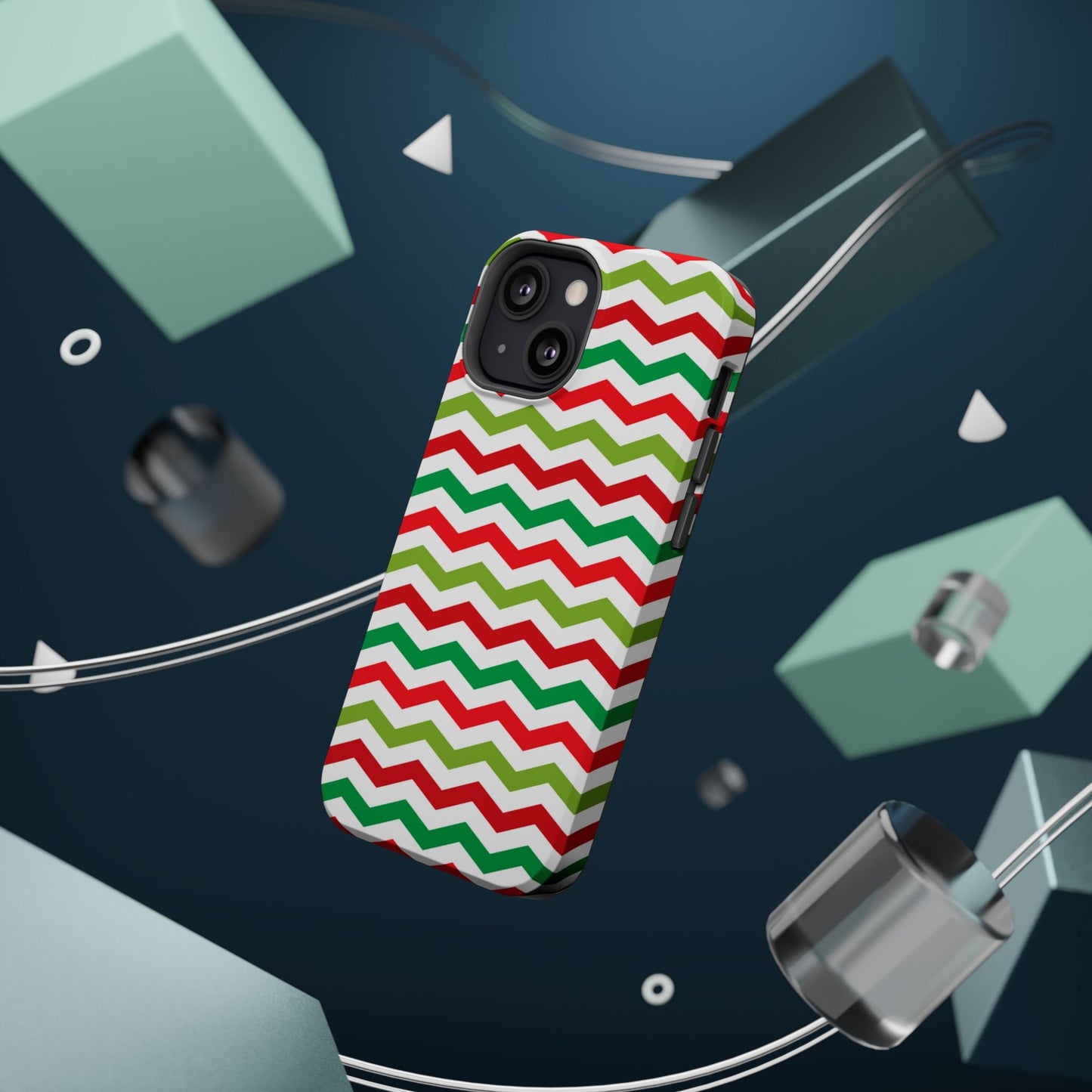 Vibrant Fiesta Chevron – Yellow Green, Green & Red Geometric MagSafe Case - BOGO Cases