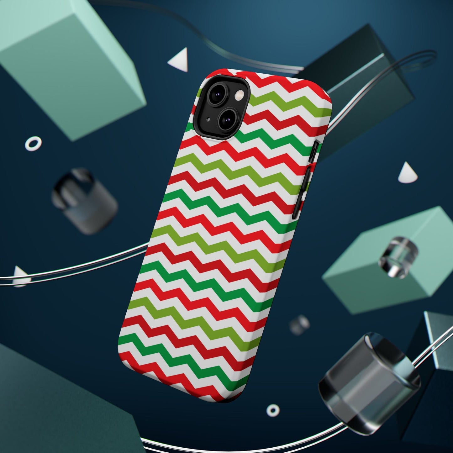 Vibrant Fiesta Chevron – Yellow Green, Green & Red Geometric MagSafe Case - BOGO Cases