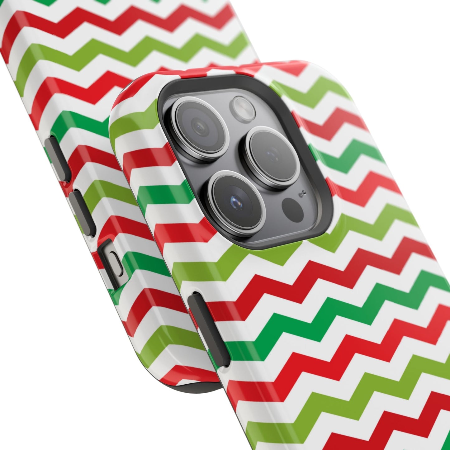 Vibrant Fiesta Chevron – Yellow Green, Green & Red Geometric MagSafe Case - BOGO Cases