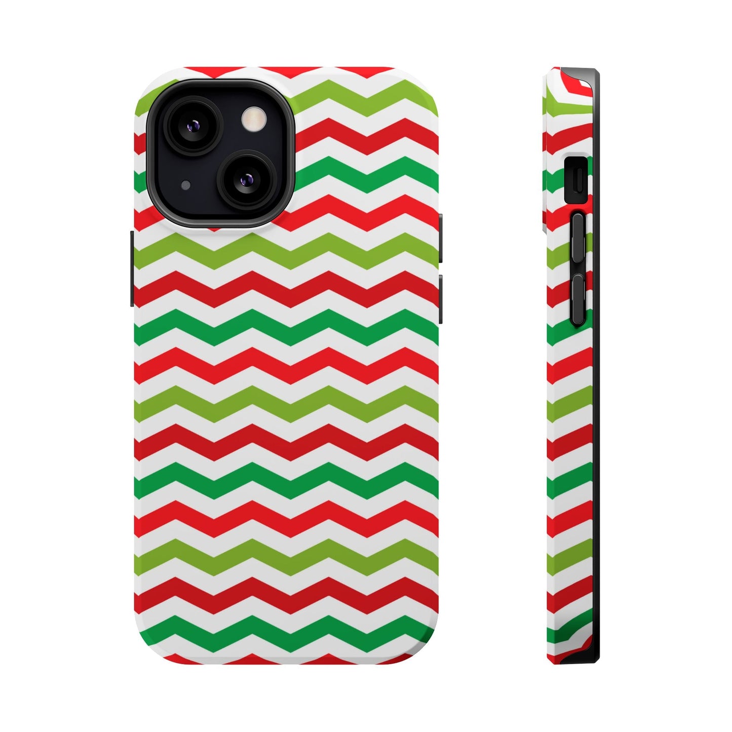 Vibrant Fiesta Chevron – Yellow Green, Green & Red Geometric MagSafe Case - BOGO Cases