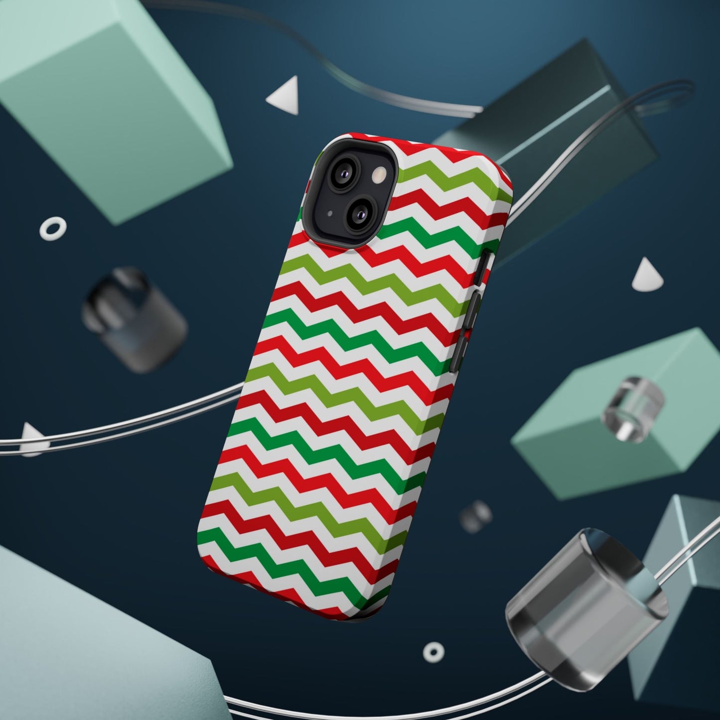 Vibrant Fiesta Chevron – Yellow Green, Green & Red Geometric MagSafe Case - BOGO Cases