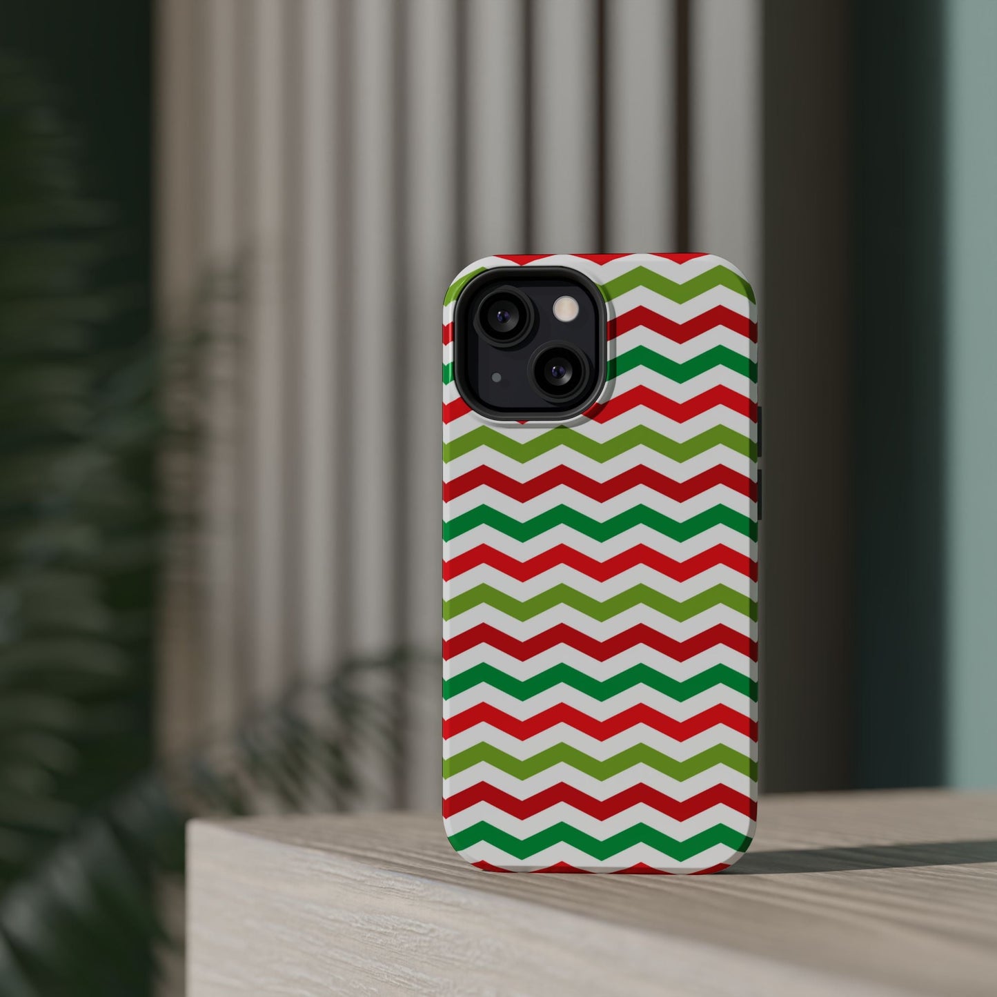 Vibrant Fiesta Chevron – Yellow Green, Green & Red Geometric MagSafe Case - BOGO Cases