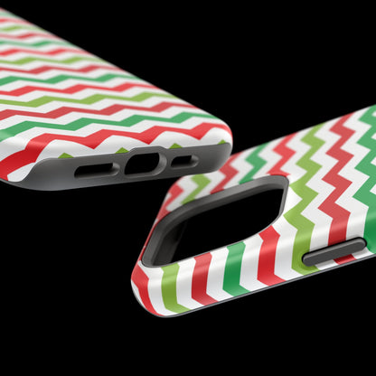 Vibrant Fiesta Chevron – Yellow Green, Green & Red Geometric MagSafe Case - BOGO Cases