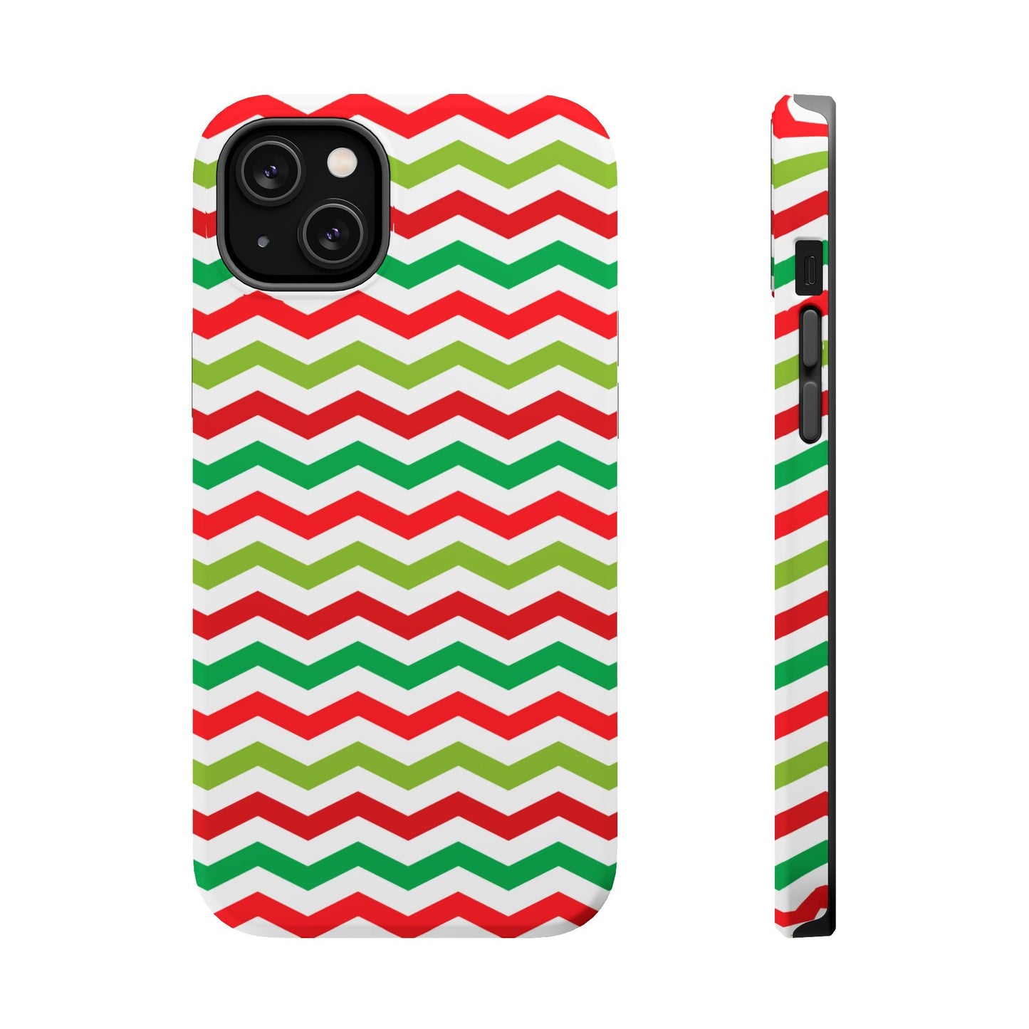 Vibrant Fiesta Chevron – Yellow Green, Green & Red Geometric MagSafe Case - BOGO Cases
