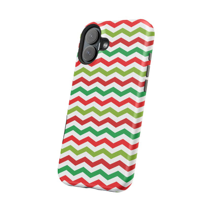 Vibrant Fiesta Chevron – Yellow Green, Green & Red Geometric MagSafe Case - BOGO Cases