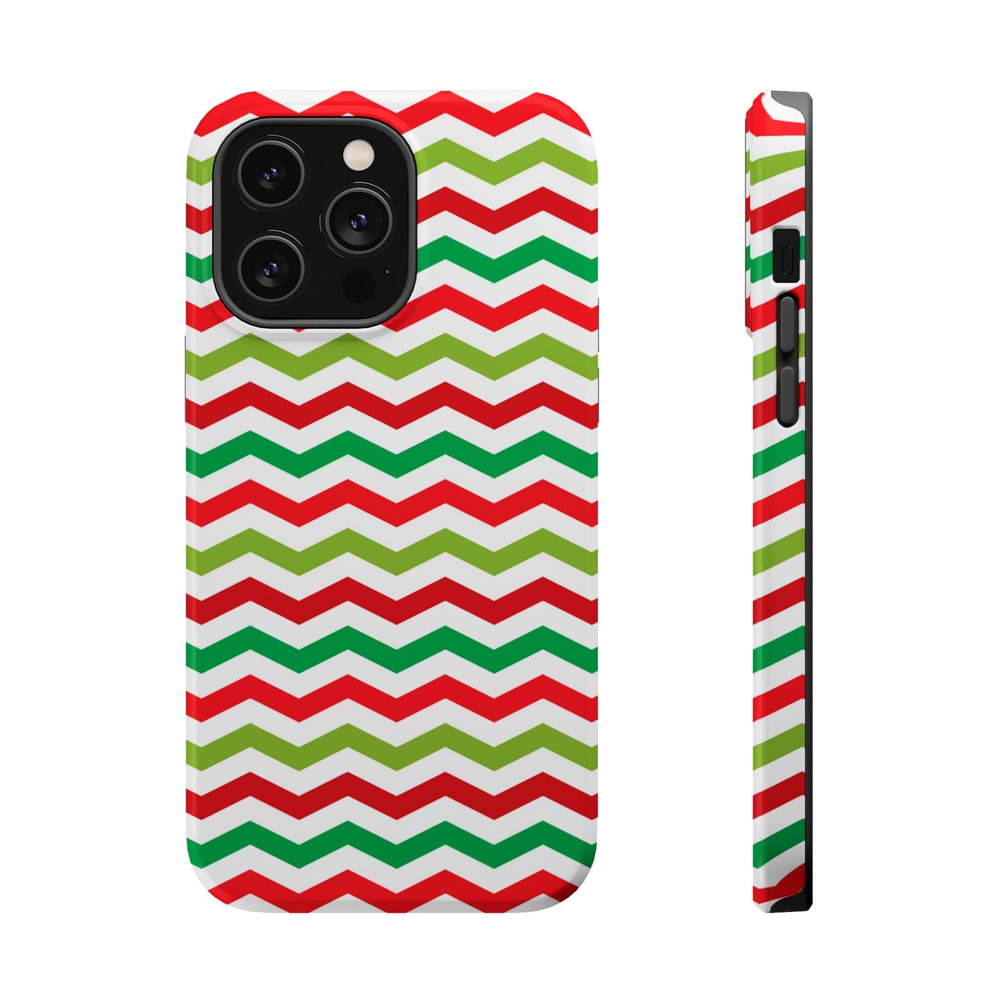 Vibrant Fiesta Chevron – Yellow Green, Green & Red Geometric MagSafe Case - BOGO Cases