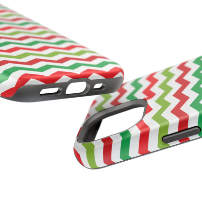 Vibrant Fiesta Chevron – Yellow Green, Green & Red Geometric MagSafe Case - BOGO Cases