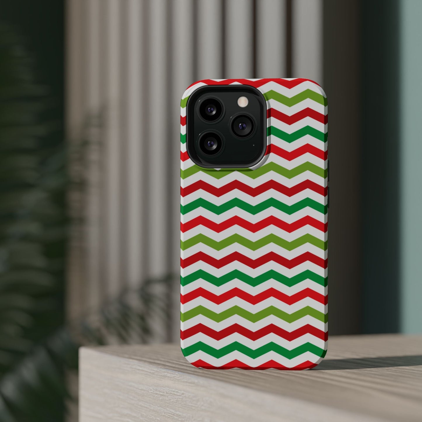 Vibrant Fiesta Chevron – Yellow Green, Green & Red Geometric MagSafe Case - BOGO Cases