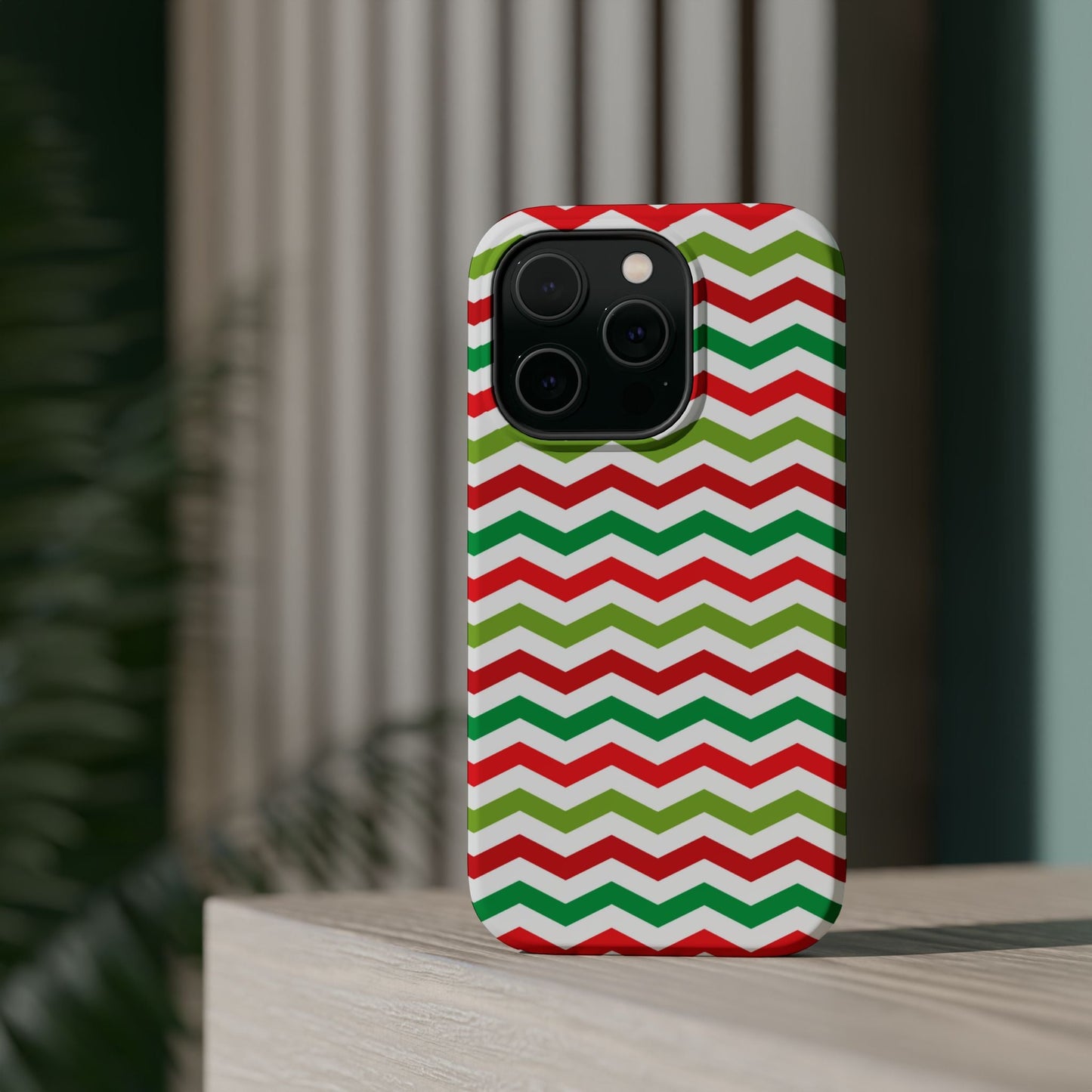 Vibrant Fiesta Chevron – Yellow Green, Green & Red Geometric MagSafe Case - BOGO Cases