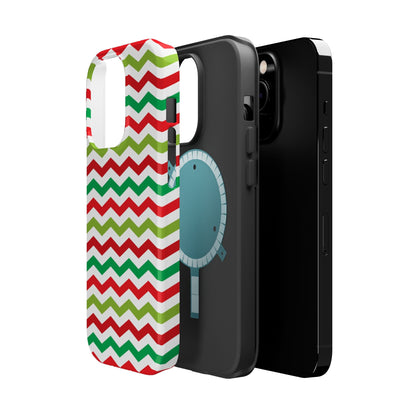 Vibrant Fiesta Chevron – Yellow Green, Green & Red Geometric MagSafe Case - BOGO Cases