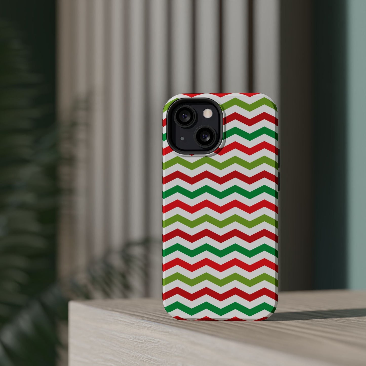 Vibrant Fiesta Chevron – Yellow Green, Green & Red Geometric MagSafe Case - BOGO Cases