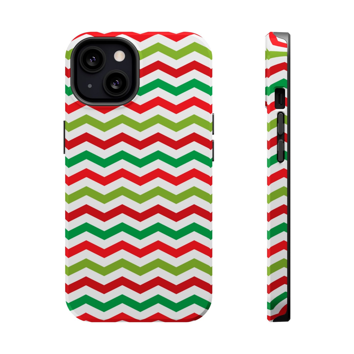Vibrant Fiesta Chevron – Yellow Green, Green & Red Geometric MagSafe Case - BOGO Cases