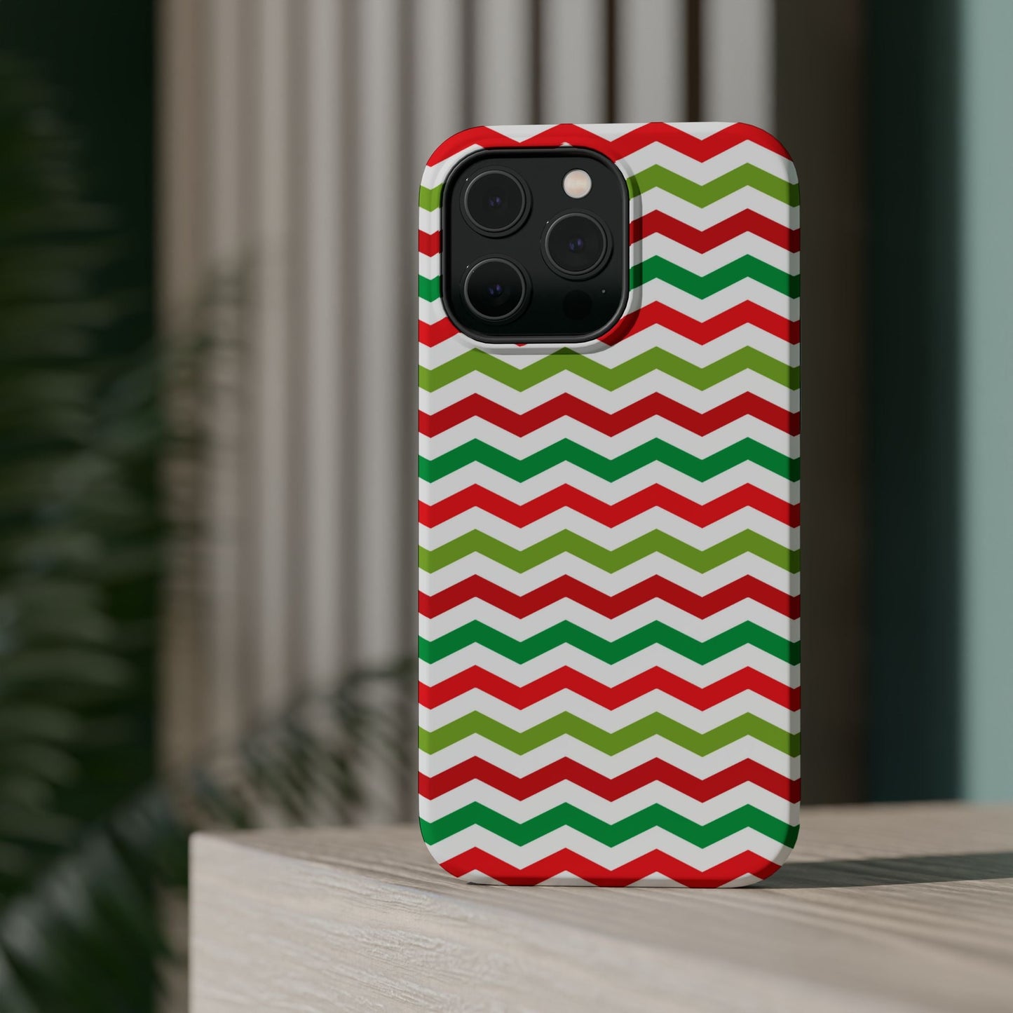 Vibrant Fiesta Chevron – Yellow Green, Green & Red Geometric MagSafe Case - BOGO Cases