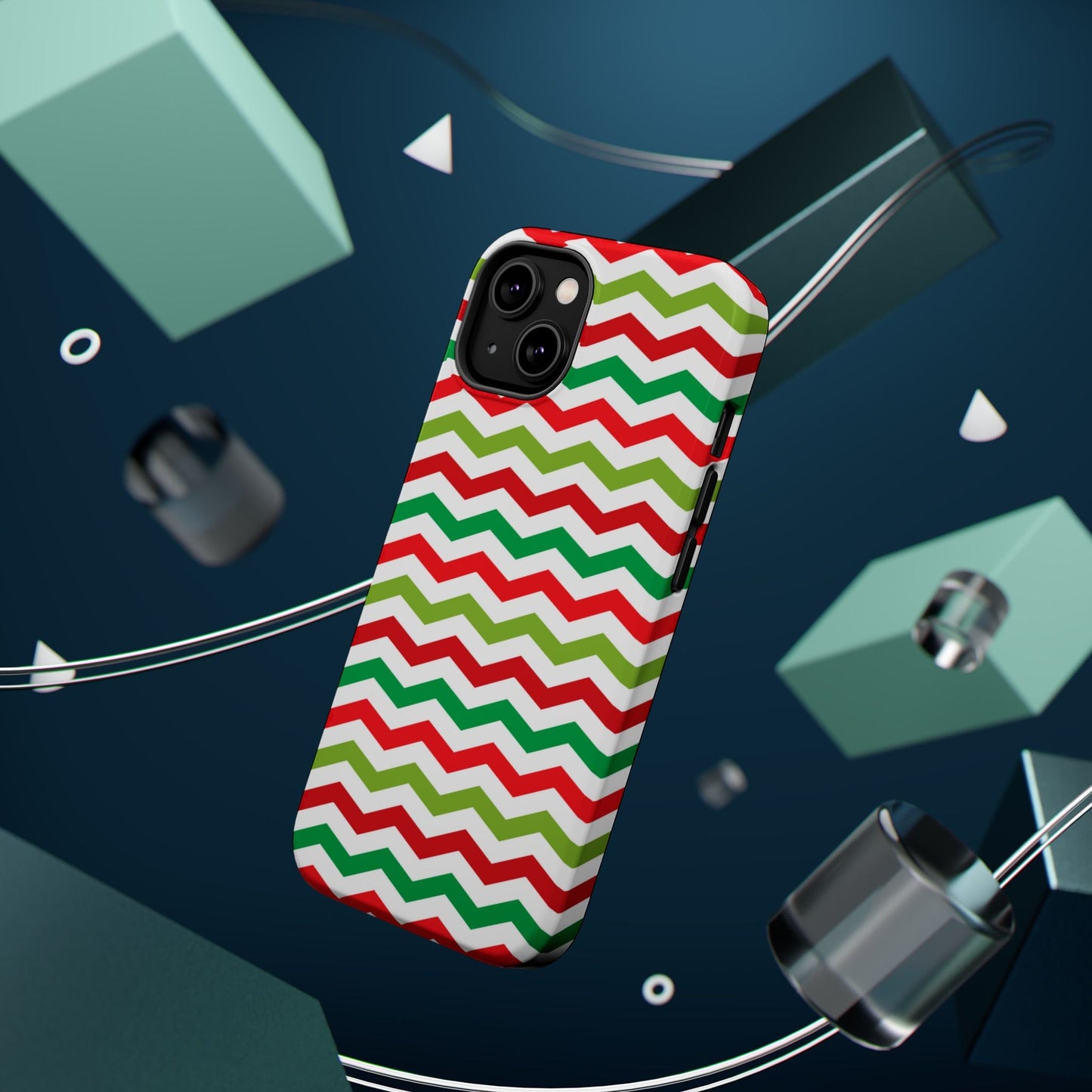 Vibrant Fiesta Chevron – Yellow Green, Green & Red Geometric MagSafe Case - BOGO Cases