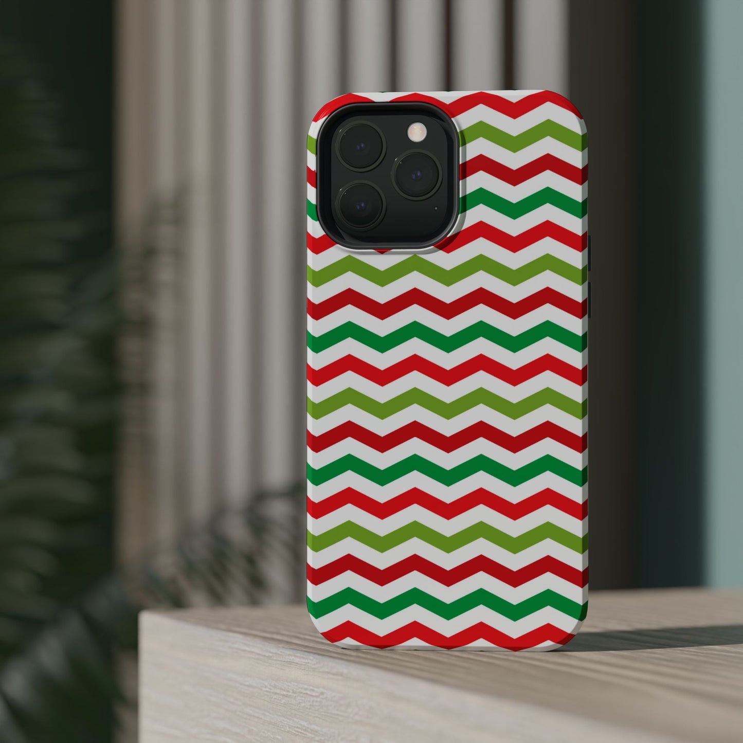 Vibrant Fiesta Chevron – Yellow Green, Green & Red Geometric MagSafe Case - BOGO Cases
