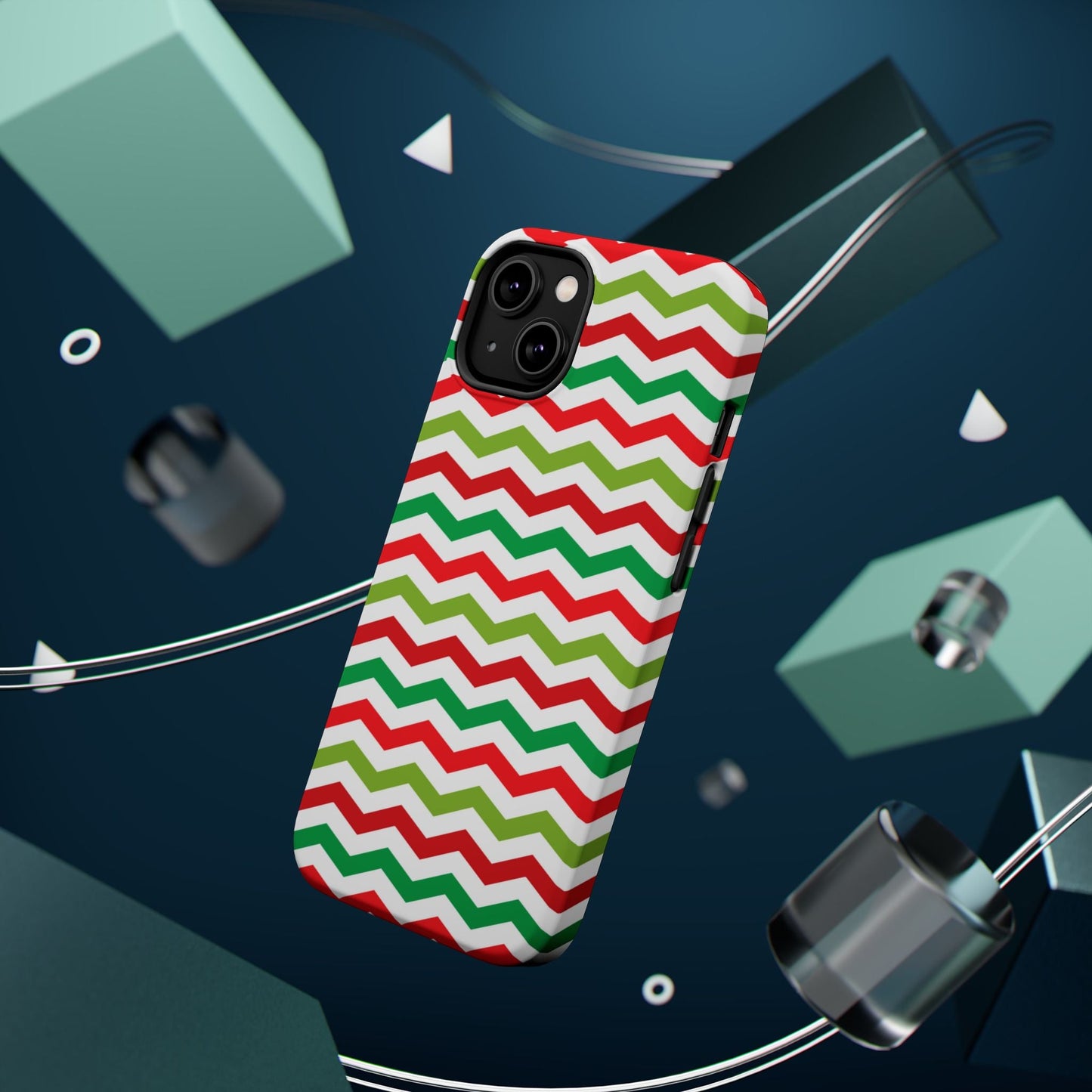 Vibrant Fiesta Chevron – Yellow Green, Green & Red Geometric MagSafe Case - BOGO Cases