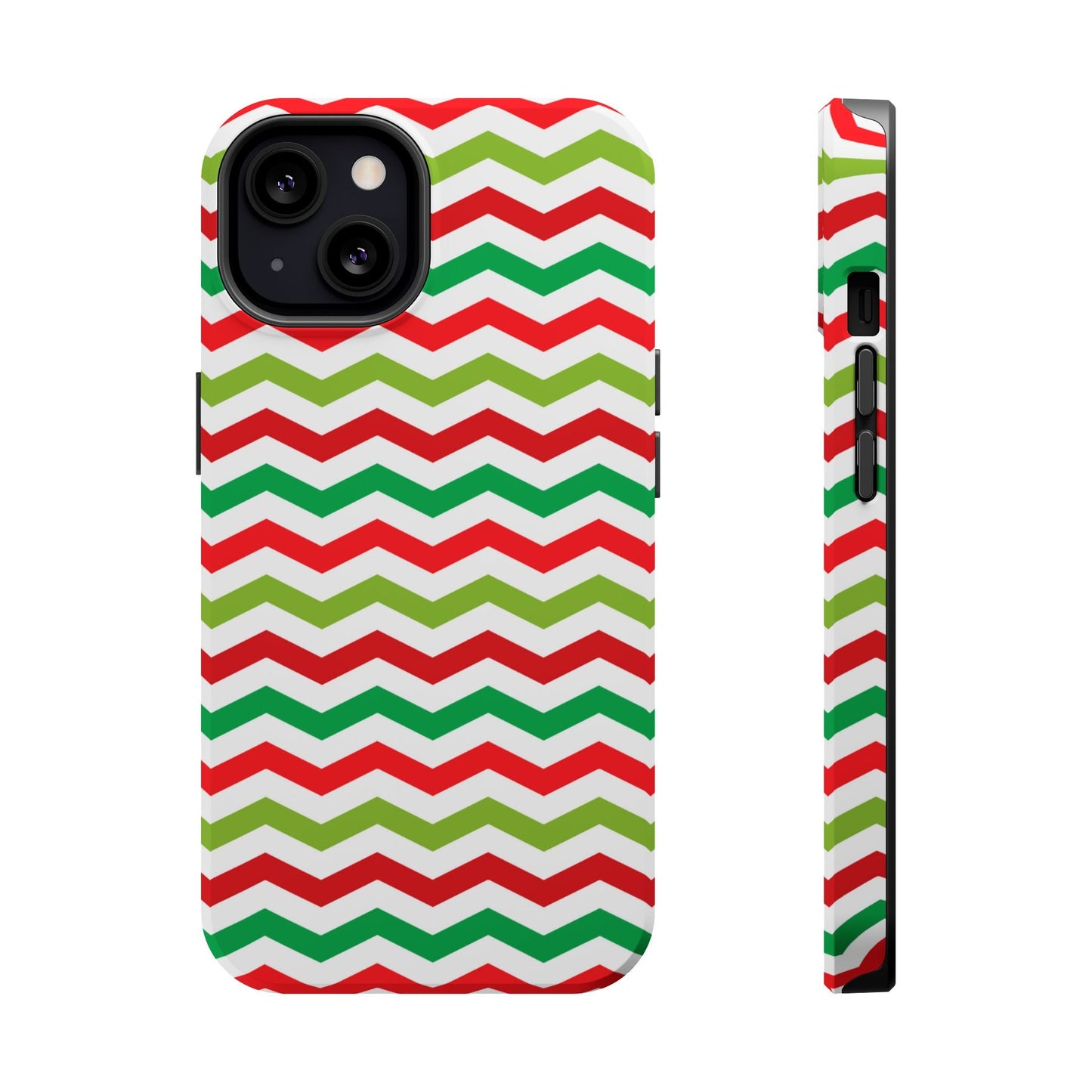 Vibrant Fiesta Chevron – Yellow Green, Green & Red Geometric MagSafe Case - BOGO Cases